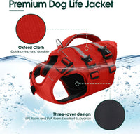 Kuoser Dog Life Jacket, High Flotation Dog Life Vest for Swimming Boating – Essentials for Dogs - Safety Red / L (Chest Girth:22.83-29.53'') - image 2