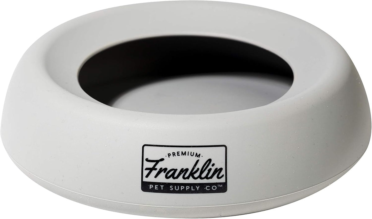 Franklin Sports No-Spill Travel Pet Bowl for Dogs + Cats - Gray / 16 Ounces