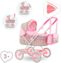 Corolle foldable pink baby doll stroller with carriage design, canopy and basket - view 4