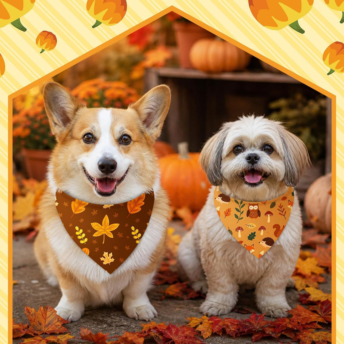 Abbylike 100 Pcs Fall Thanksgiving Dog Bandanas Bulk - Woodland Autumn / 19.7 x 13.8 x 13.8 Inch - image 2