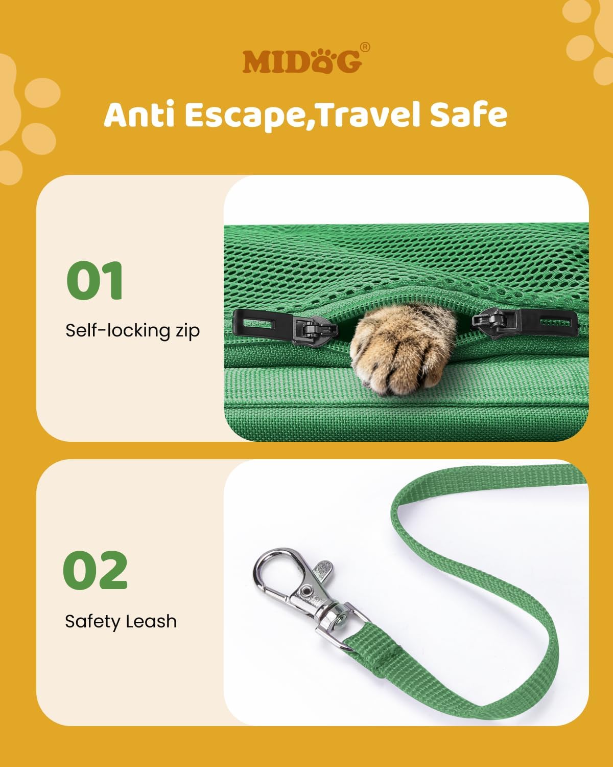 MIDOG Soft Cat Carrier Airline Approved - Olive / 17.0"L x 11.0"W x 11.0"H - image 4