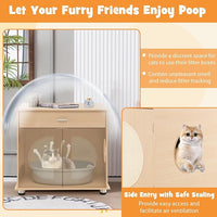 Tangkula Litter Box Enclosure, Hidden Cat Washroom with Drawer, Sisal Scratching Doors, Adjustable Metal Feet, Modern Cat Litter Cabinet Storage Bench, Double Enclosed Litter Box Furniture