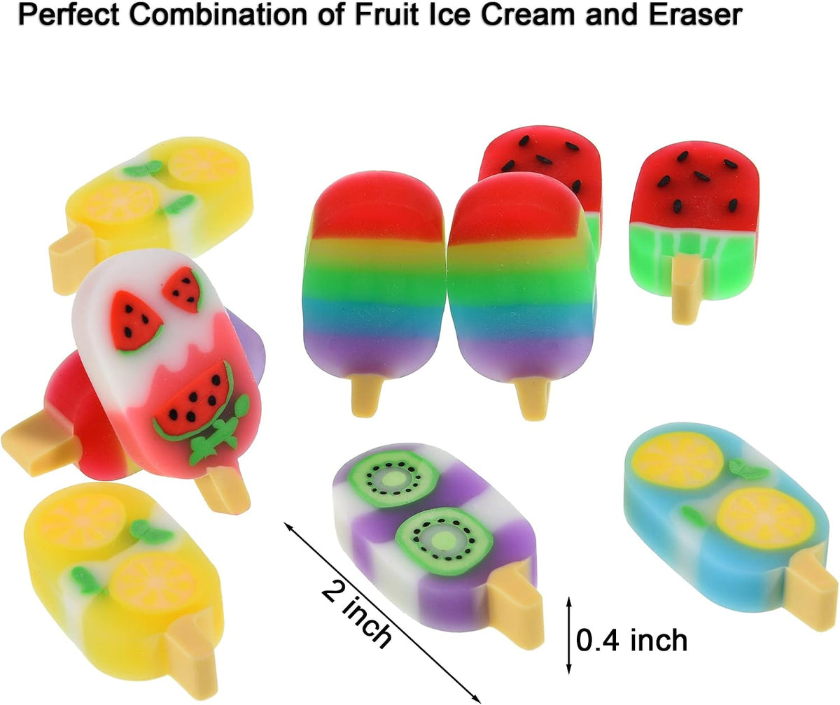 Donut Erasers for Kids, 24 Pieces 3D Cute Food Puzzle Mini Eraser, Cool Fun Take Apart Desk Pet - FRUIT ICE CREAM - image 2