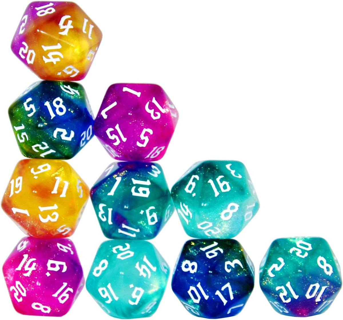 SmartDealsPro 10-Pack 20 Sided Dice D20 Polyhedral Dice for DND RPG - Sparkly Glitter - image 4