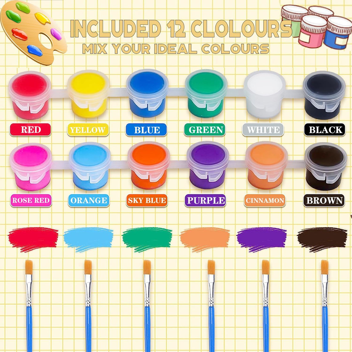280 Pcs Mini Acrylic Paint Set for Kids - COLOR-1(280 PCS) - image 2