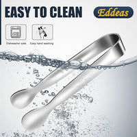 Mini Tongs For Serving Food，Set fo 12 Small Tongs For Appetizers，Small Stainless Steel Metal Cooking Tong，for Tea Party Coffee Bar, 4 inch Sugar Tong - Silver