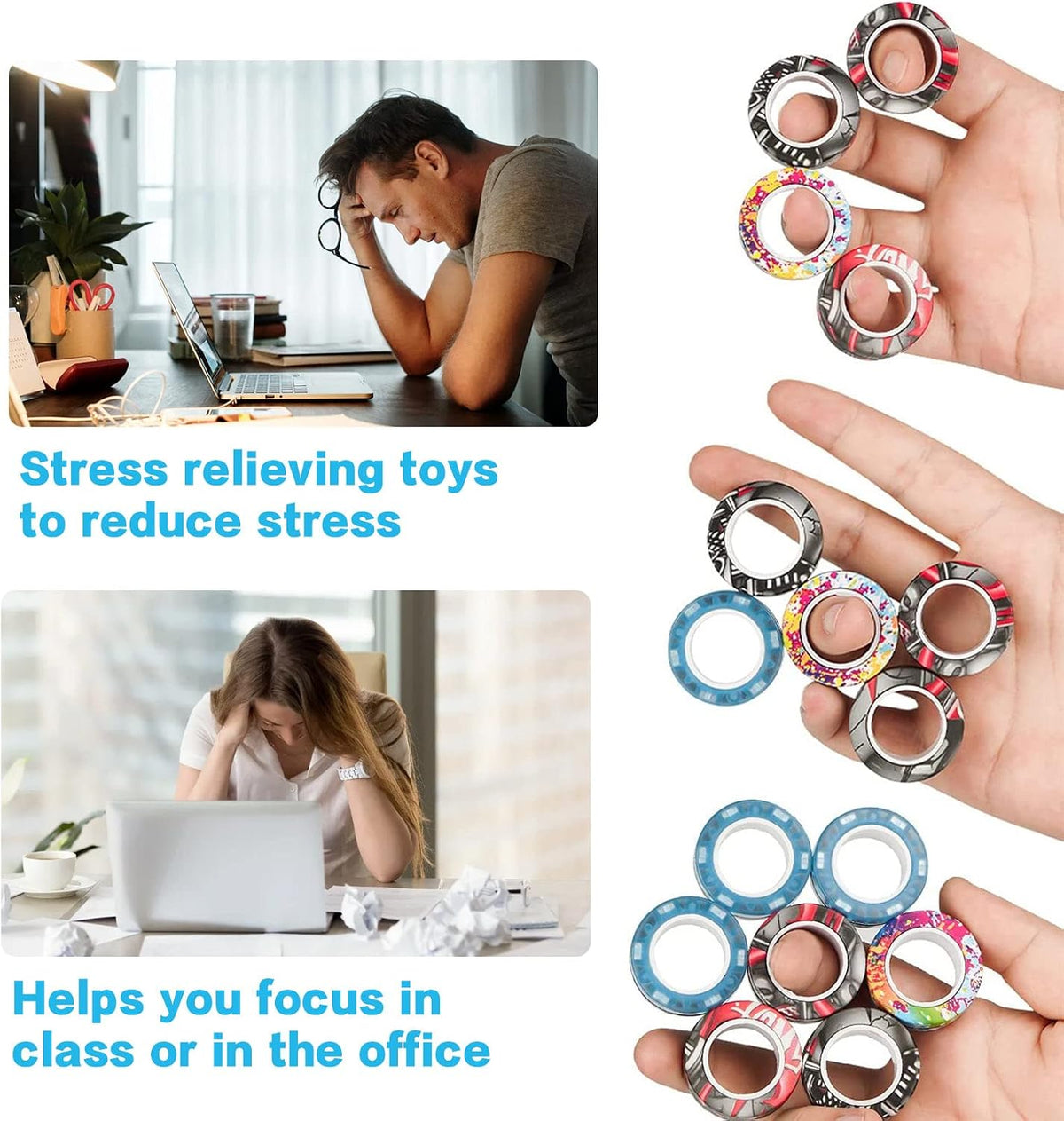 24Pcs Magnetic Rings Fidget Toys Spinner Set Halloween Decor Party - 24 Pcs - image 3