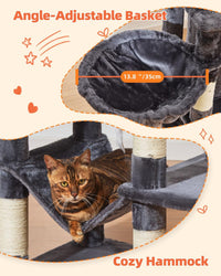 Taoqimiao Cat Tree, 67 in Tall Cat Tower with 2 Plush Cat Condos – Essentials for Cats - 67 inches / Smoky Gray - image 4
