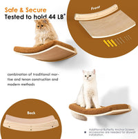 Curved Cat Shelves and Perches - Wood Shelf+Brown Cushion - image 4