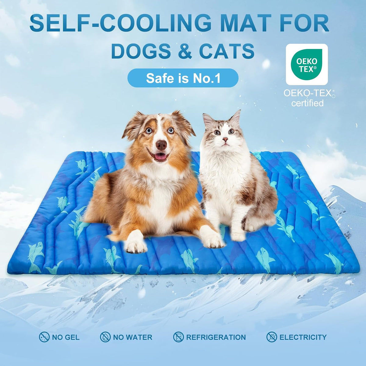 BEAUTYZOO Cooling Mat for Large Dogs, Self-Cooling - Shark Blue / 36.0"L x 23.0"W x 1.0"Th(M) - image 3