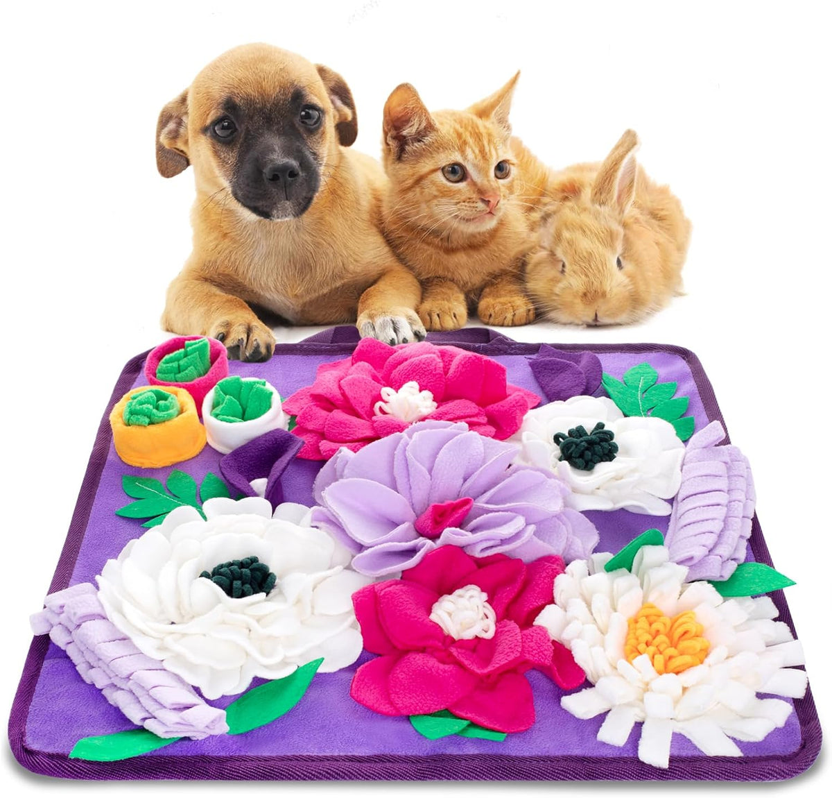 Snuffle Mat for Dogs,Dog Feeding Mat Sniff Mat Interactive Dog Puzzle Mat for Training and Stress - purple