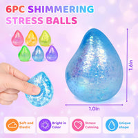 16 Pack Slow Rising Stress Balls，Textured Memory Soft Stress Ball – Fun for Kids & Family - 6 Pack Water Droplet Stress Balls - image 2