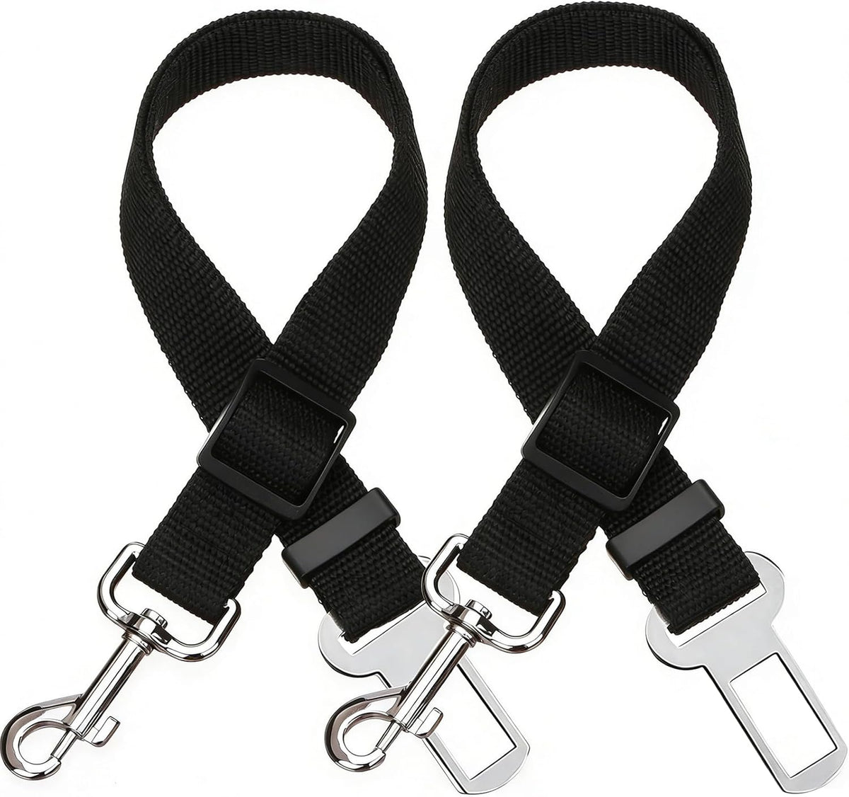Elisel Elisel 2 Packs Adjustable Length Pet Dog Cat car seat Belt Pet - black