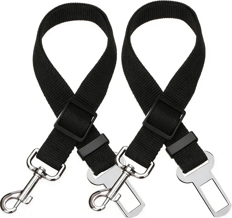 Elisel Elisel 2 Packs Adjustable Length Pet Dog Cat car seat Belt Pet - black