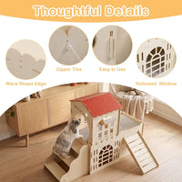 Large Rabbit House, Wooden Bunny Castle with 3 Houses Indoor - 3 Houses 2stairs & 2mats - image 4