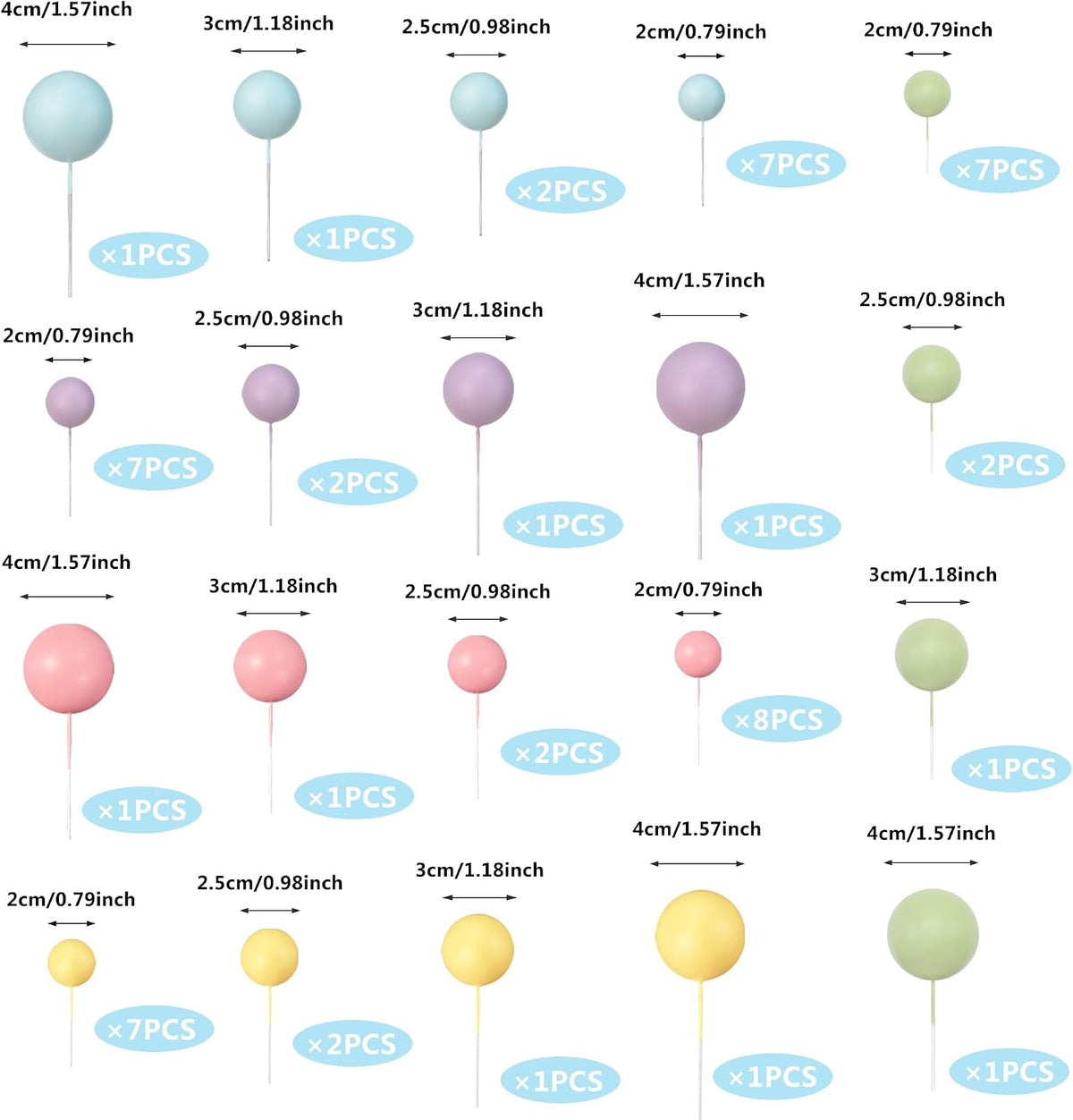 RASSLISA ball cake toppers, 56 plastic pearl balls in three sizes for cake decorating - view 26