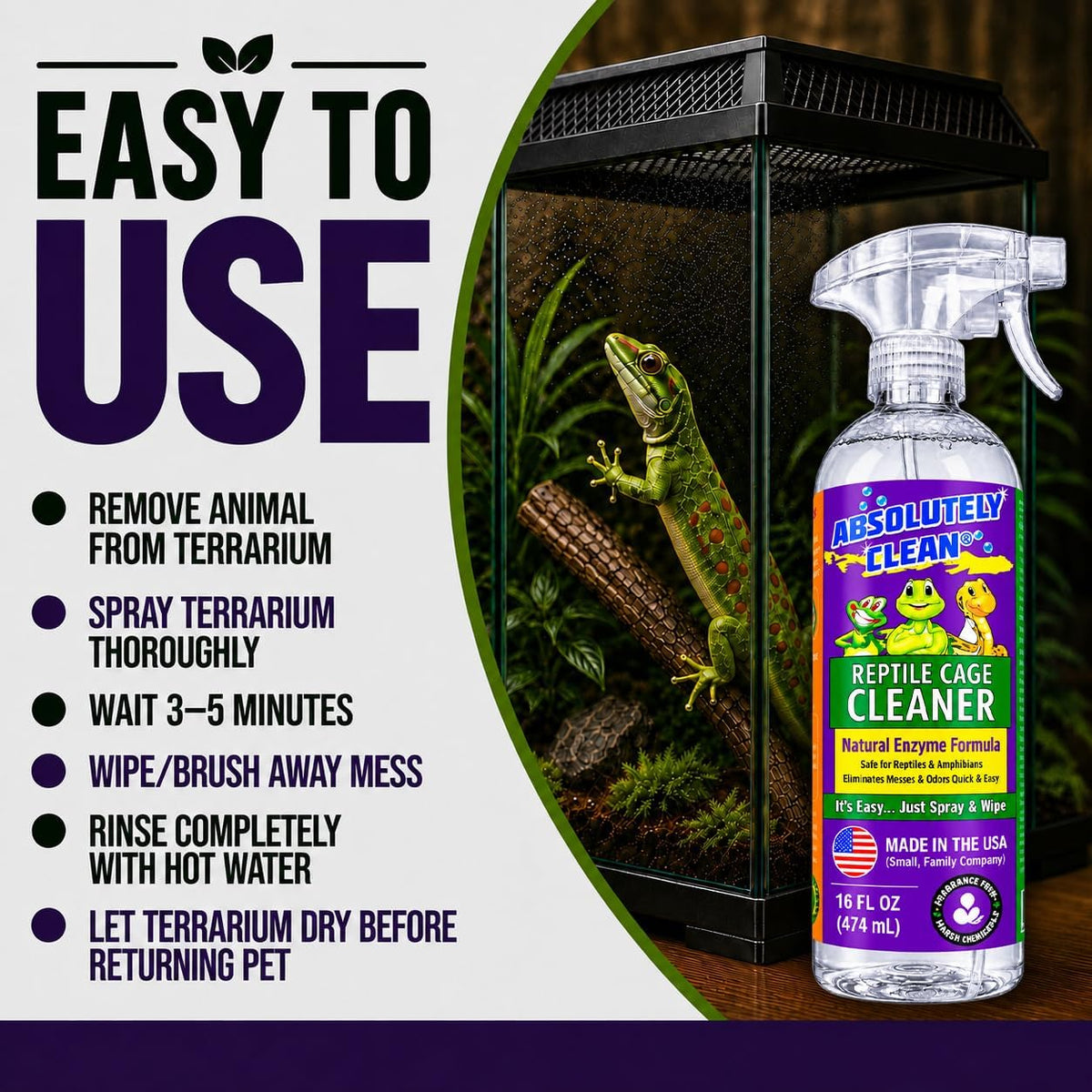 Absolutely Clean Amazing Reptile & Amphibian Terrarium Cleaner - 16 Fl Oz (Pack of 2) - image 3