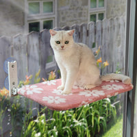 Cute Cat Window Perch, Foldable Cat Window Hammock, Purple – Essentials for Cats - Large (no mesh cover) / Pink Flower