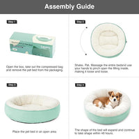 Love's cabin Round Donut Cat and Dog Cushion Bed, 25in Pet Bed for Small or Medium Dogs, Anti-Slip & Water-Resistant Bottom, Soft Durable Fabric Pet Beds, Washable Calming Cat & Dog Bed Teal
