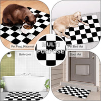 Cat Food Mat, 12"x 20" Cat Dog Mats for Food and Water Bowl - 12"L x 20"W / Black & White - image 3