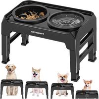 URPOWER Raised Dog Bowls 4 Height Adjustable Elevated Bowl Stand – Essentials for Dogs - Matte Black