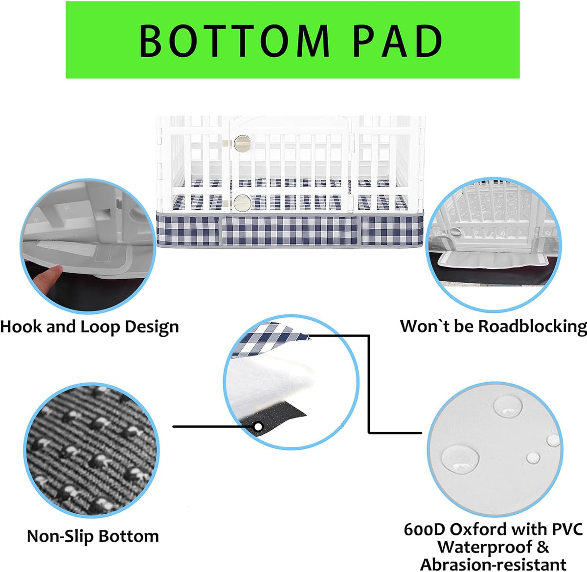 2 Pack Dog Playpen Cover and Bottom Pad Fits for 36 Inch 4 Panels Pet - Blue - image 4