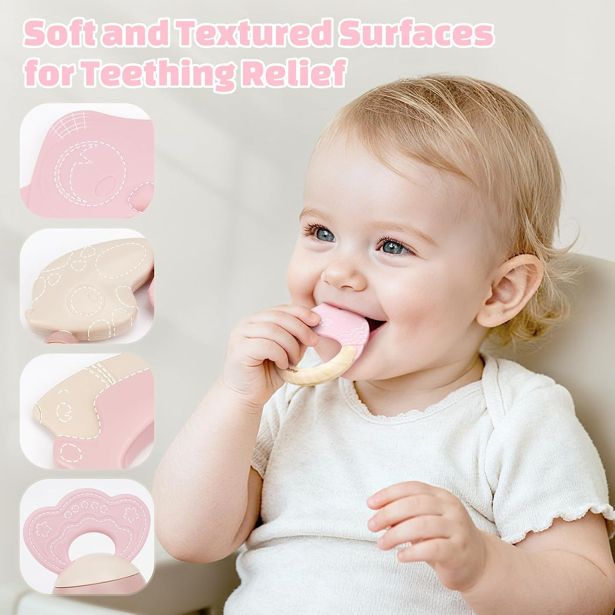 Baby Rattles & Teethers Set, Baby Toys 0-6 Months - 10 PCS(PINK) - image 3