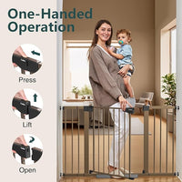 Cumbor 2 Pack 29.7"-51.5" Extra Wide Baby Gate for Stairs, Mom's Choice Awards Winner-Dog Gates for Doorways, Pressure Mounted Walk Through Pet Gate Indoor, Safety Auto-Close Child Gate for Kid,Brown