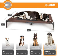 K&H Pet Products Outdoor Elevated Dog Cot, Breathable Cooling Elevated Cot Hammock Pet Bed for XL Dogs, Washable Mesh Cover, Raised Metal Frame, Collapsible, Portable - Jumbo 56 X 38in Chocolate