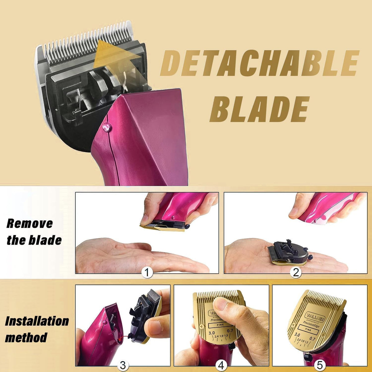 3-Pack 5-in-1 Replacement Blade Compatible with Wahl Animal Bravura - Gold / 1 Pack - image 3