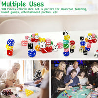 100 Pieces 16MM Dice Set, 6 Sided Colored Dices with Portable Plastic Box – Fun for Kids & Family - image 4