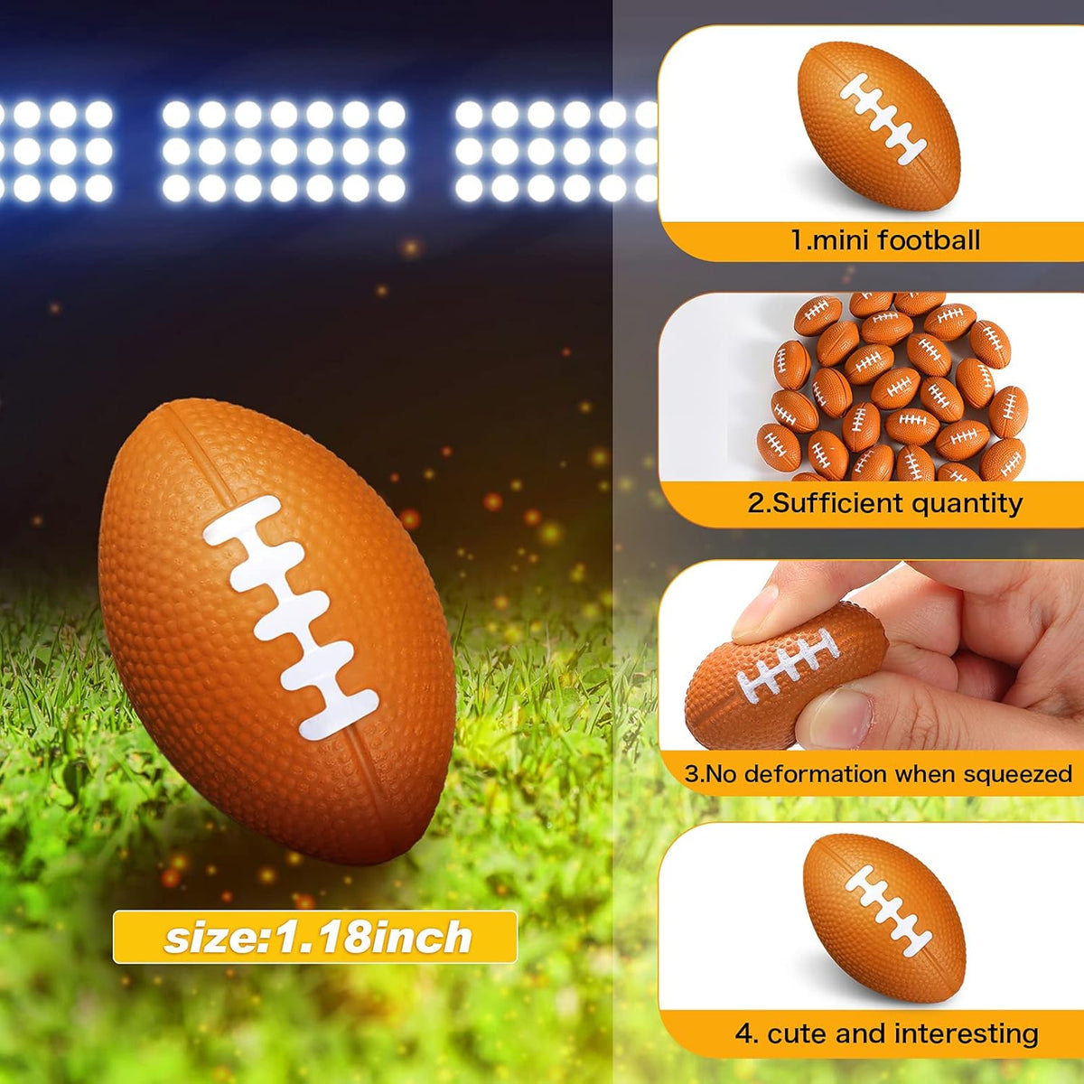 Kasyat 30 mini foam footballs in classic football colors for party favors - view 3