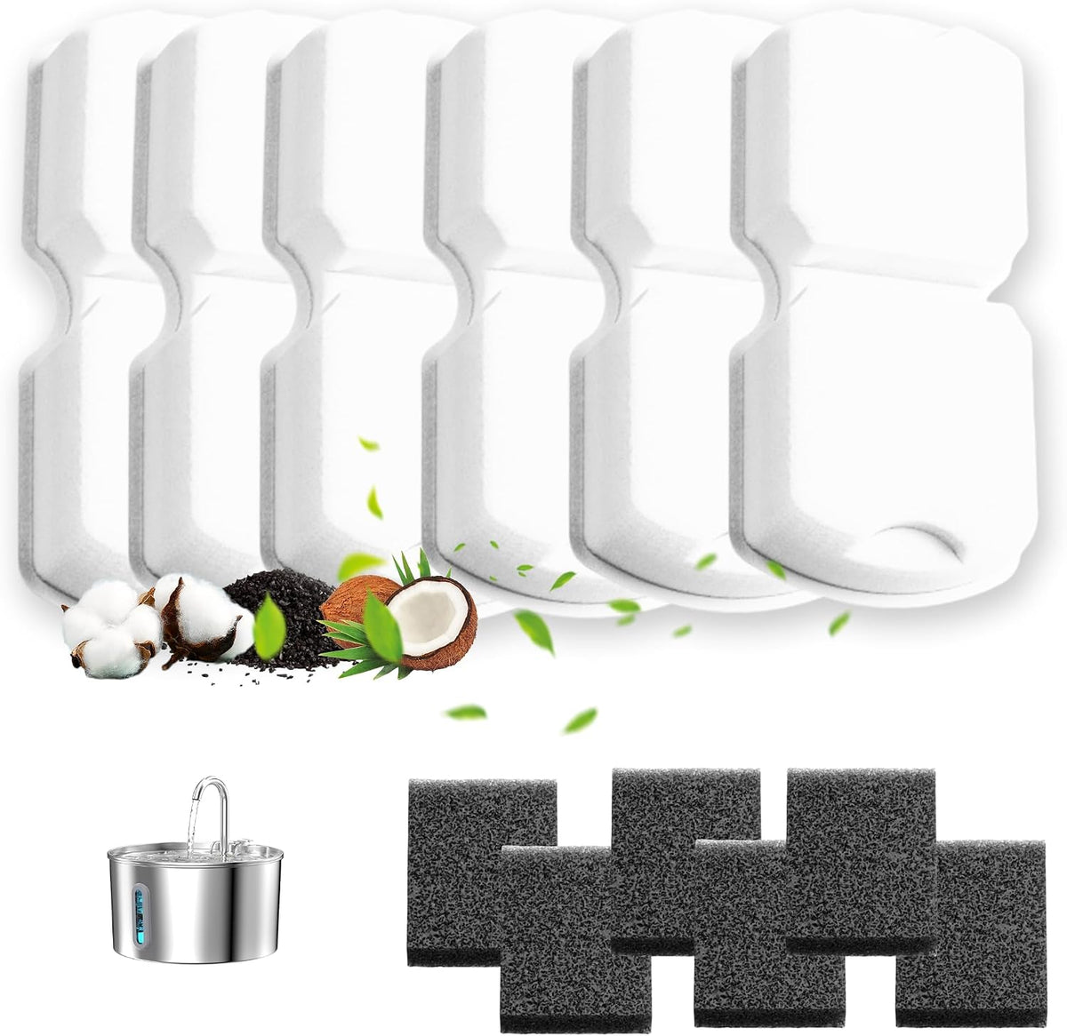 Official 12 Pcs Replacement Automatic Cat Water Fountain Filters – Essentials for Cats - Replacement Filters-6+6