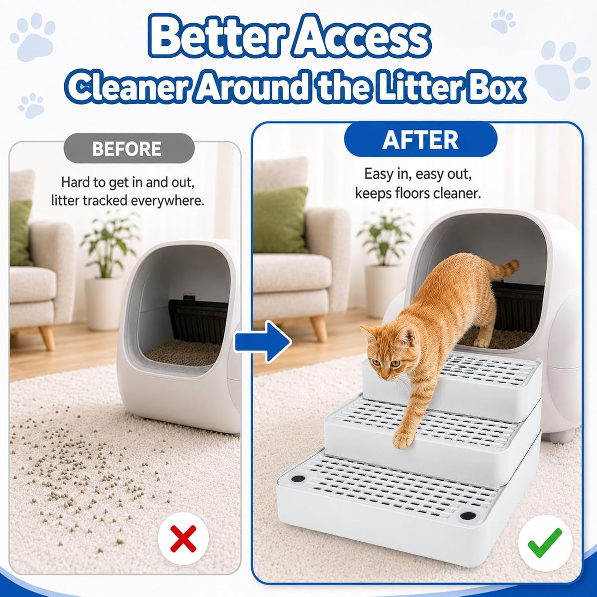Adjustable Litter Box Step, Cat Ramp for Litter Box, 2 Steps - Light Grey / 3 step - image 4