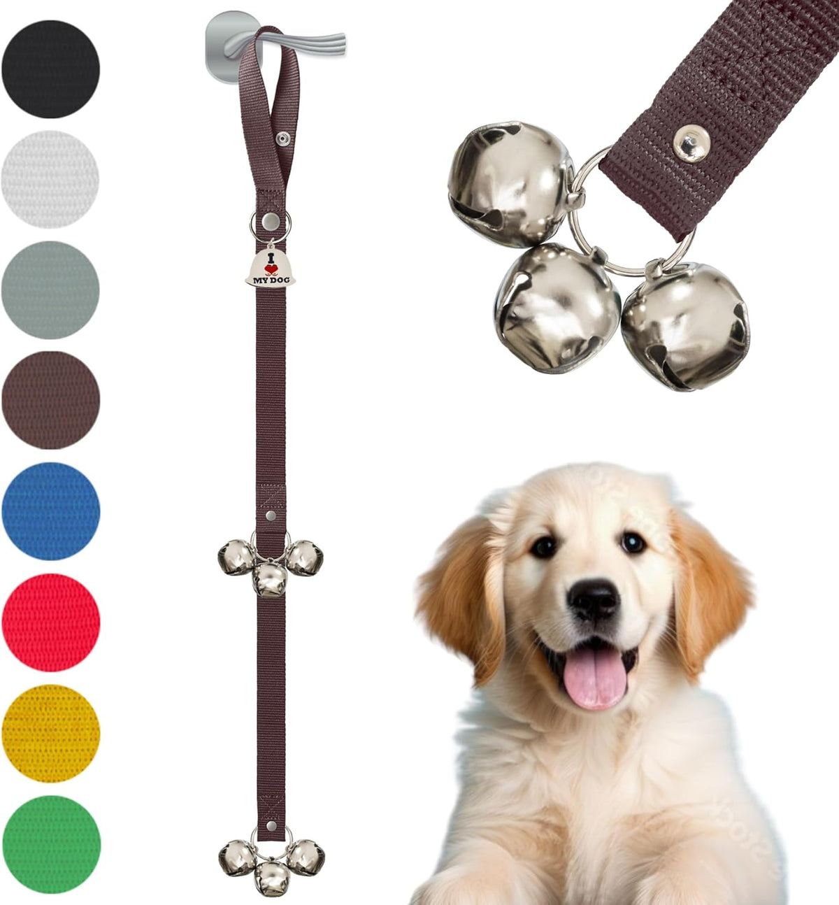 Caldwell's Pet Supply Co. Dog Potty Bells, Dog Door Bell - One Potty Bell / Brown