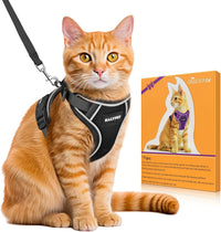 Cat Harness and Leash Set, Escape Proof Kitten Harness, Black - H600 Pro Black / Small (7-12lb)