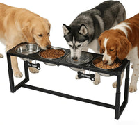 Elevated Dog Bowls, Metal Raised Dog Bowl Stand with 2 Thick 58oz Stainless Steel Food Bowls - Black-58oz x 4 / Height: 8.8-14"