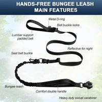 Heavy Duty Hands Free Dog Leash with Quick Release Carabiner - Black - image 2