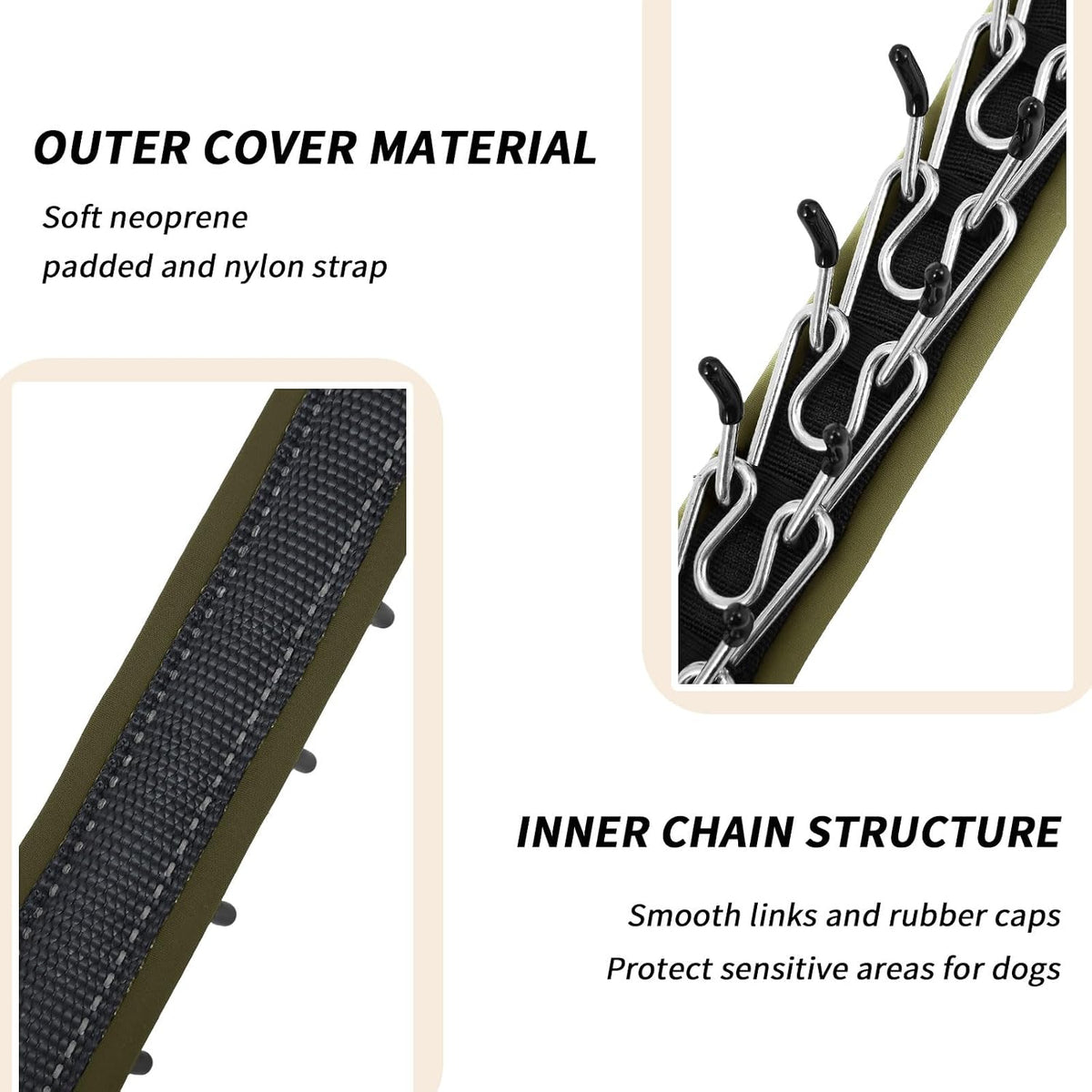 Martingale No Pull Dog Collar for Large Medium Small Dogs - L (19"-26" Neck, 1.5" Wide) / Black Army Green - image 2