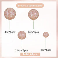 BEISHIDA 20 PCS Gold Mini Ball Cake Toppers Foam Cake Balls - Glitter-rose Gold - image 2