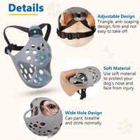English Bulldog Muzzle, Soft Short Snout Dog Muzzle Stops Biting – Essentials for Dogs - Gray / M（Head 15-16½"） - image 2
