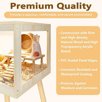 Prolee Hamster Cage Chewproof, Mice and Rat Habitat with Transparent Sides, Hamster House with Openable Mesh Top, Solid Built with Lock Design and Leg Stand, 40" Wide