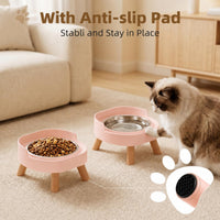 Elevated Cat Bowls, 2P Raised Cat Food and Water Bowl Set for Indoor Cats, Splash Proof with 2 - 2P Cat Bowls - Pink - image 4