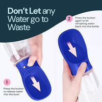 MalsiPree Dog Water Bottle - 12 Oz, Navy Blue - Leakproof Portable Water Bowl Dispenser for Travel, Hiking & Road Trips - Travel Dog Bowl for Hydration - Lightweight Food-Grade Plastic