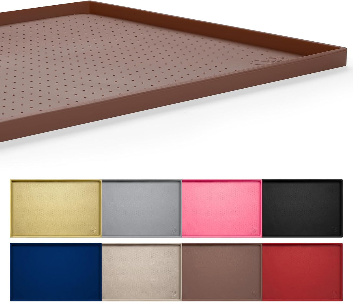 Hubulk Dog Feeding Mat,100% Waterproof Food Grade Silicone Pet Food and Water Bowl - Brown / 19"l X 12"w