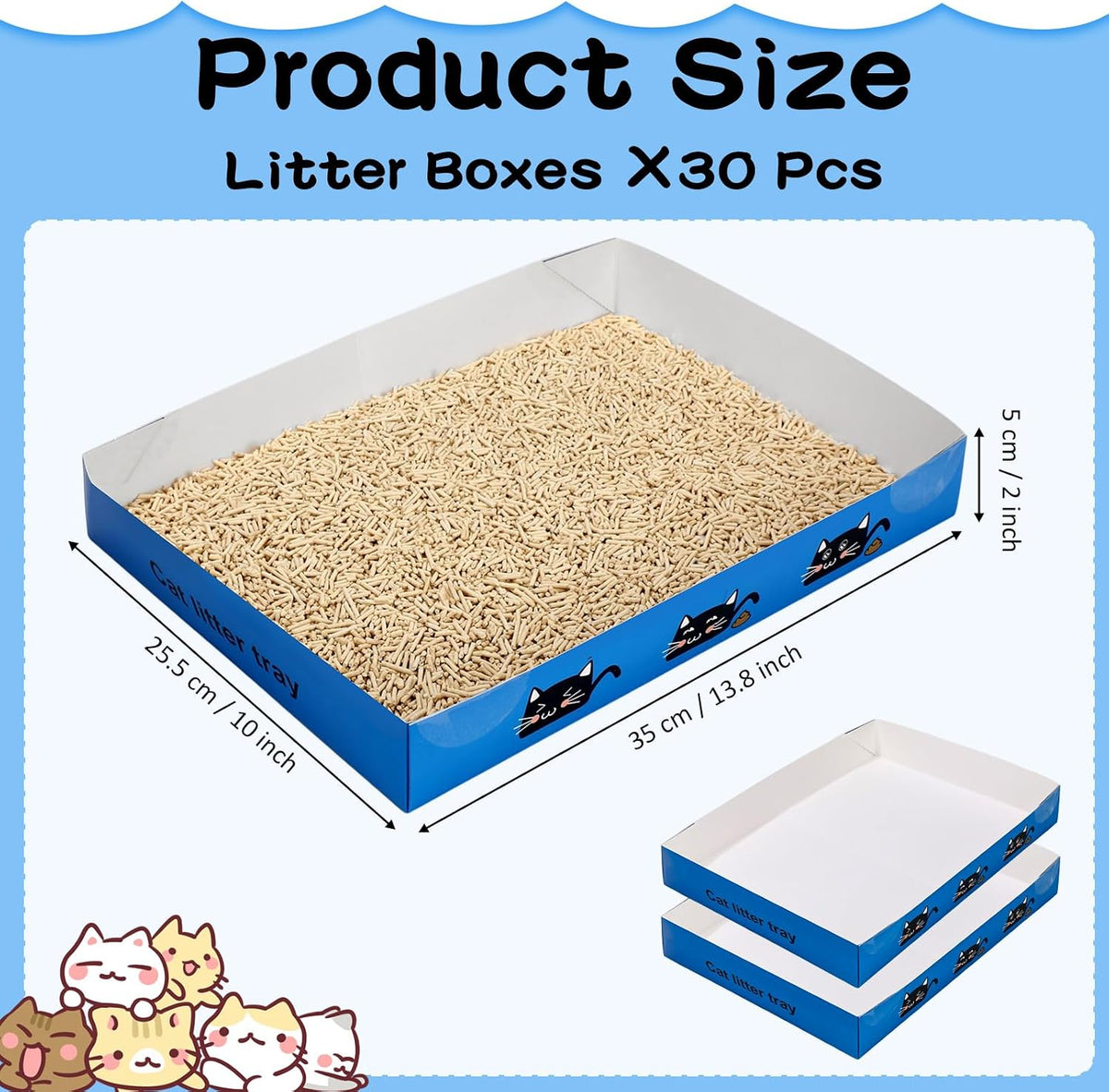 Amyhill 30 Pack Disposable Cat Litter Box Paper Pet Trays - Royal Blue - image 2