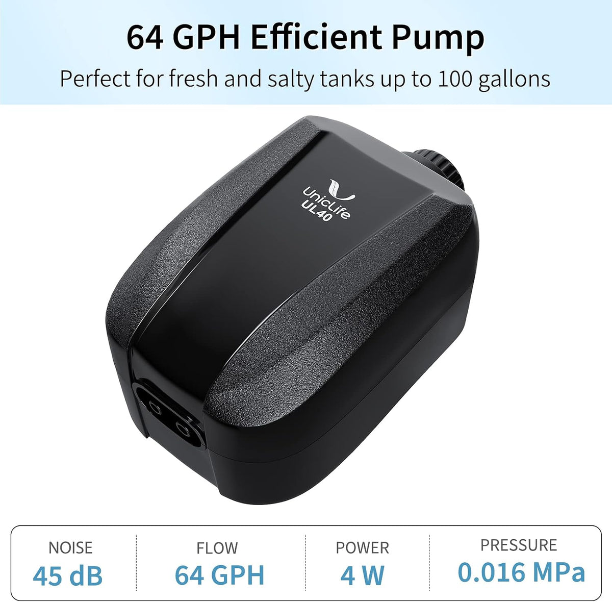 Uniclife Aquarium Air Pump Adjustable 4 LPM 2 Outlets Oxygen Pump - image 2