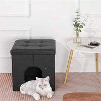 MEEXPAWS Cat Litter Box Enclosure Furniture Hidden, Cat Washroom Bench Storage Cabinet Small 19.7'' x 19.7'' x 19.7''| Dog Proof | Waterproof Inside | Easy Clean | Easy Assembly | Odor Control(Black)