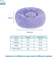 Best Pet Supplies Round Donut Dog Bed with Plush Faux Fur Fabric, Calming, Anti-Anxiety Cushion for Indoor Pets, Slip-Resistant Base, Soft Ergonomic Support - Lavender, 20x20x6''