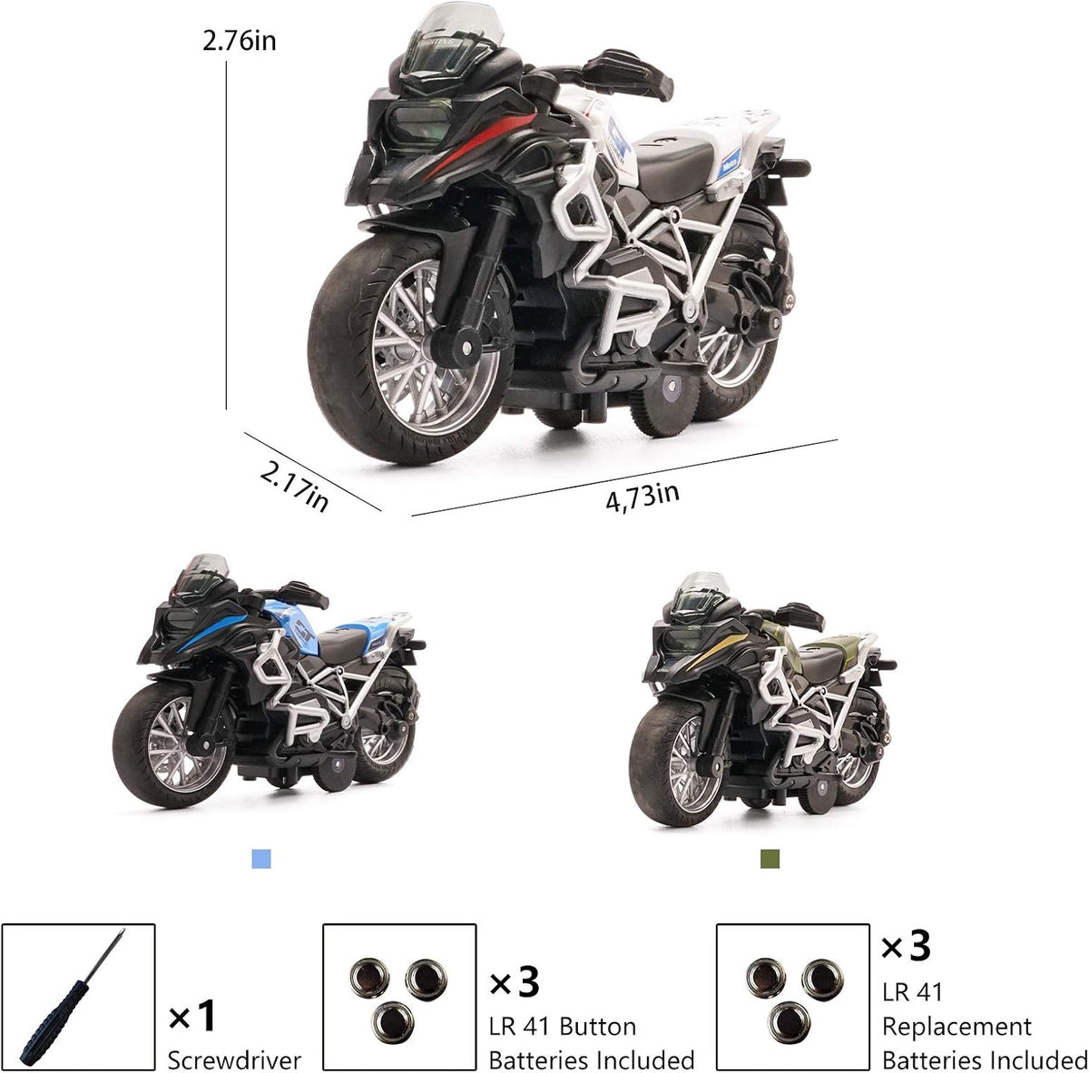 MING YING blue diecast motorcycle toy with sound and light - view 4